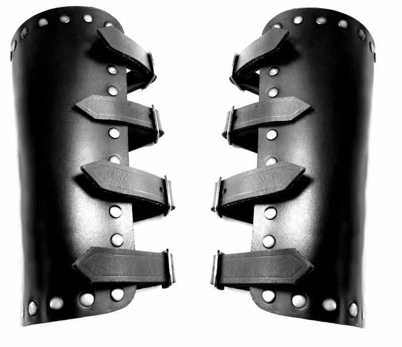 Marius leather bracers, underarm guards, black