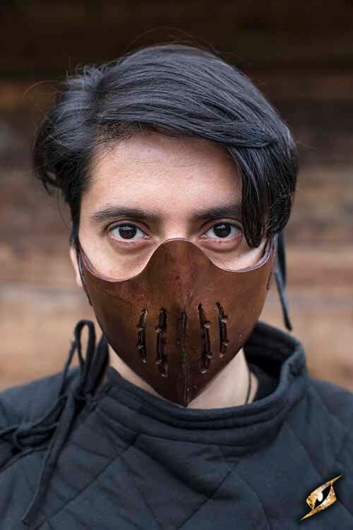 Leather Mempo half mask, brown