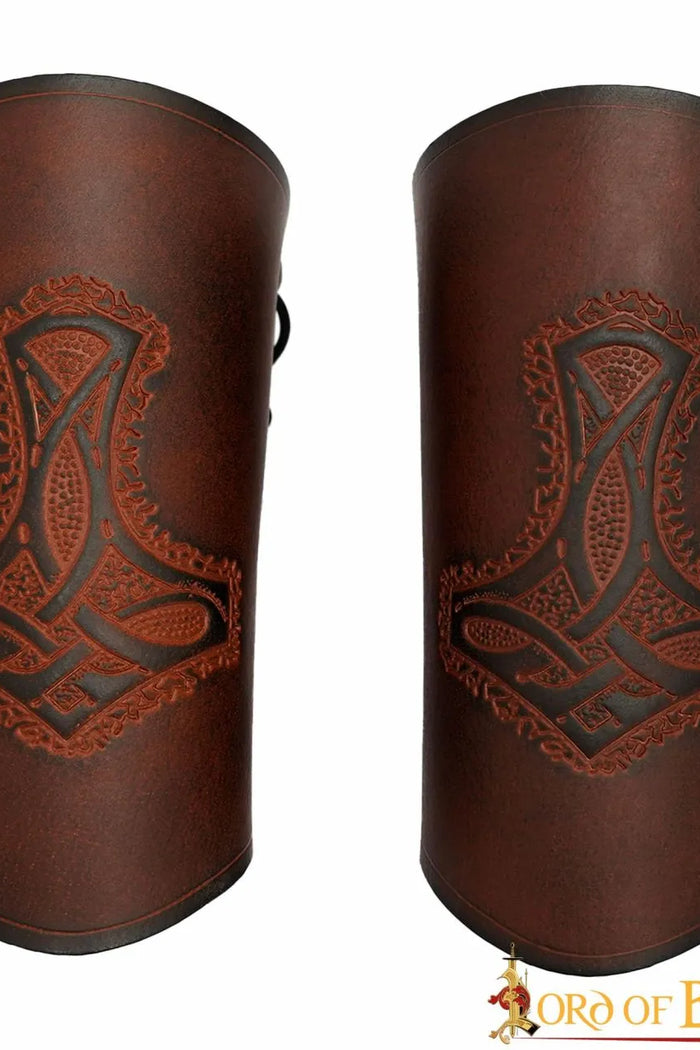 Mjolnir leather bracers, underarm guards