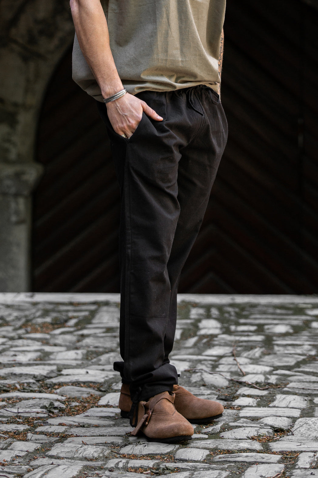 Cotton trousers, black