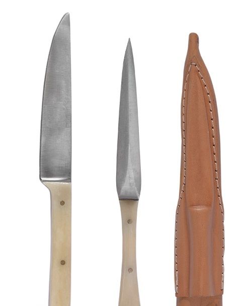 Coltello ed eetprikker del XIV secolo, acciaio inox