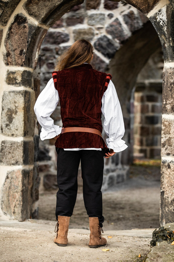 Velvet doublet with metal buttons, red