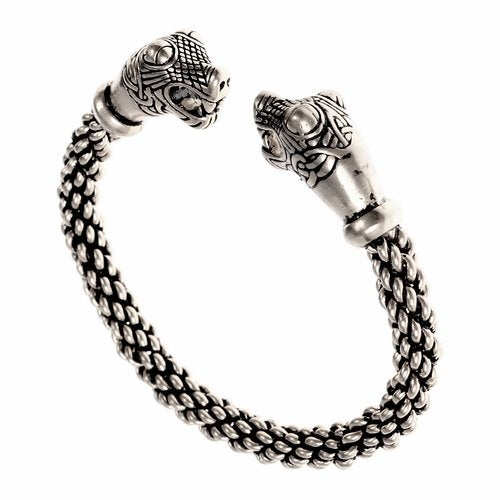 Oseberg Viking bracelet L, silvered bronze