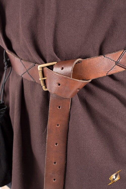 Leather X-belt, 160 cm, brown