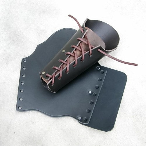 Leather bracer, underarm guard, 23 cm, black