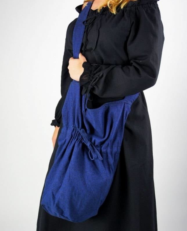 Textile shoulder bag, blue