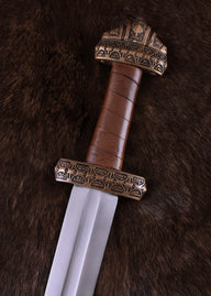 Viking sword island Eigg, leather grip, tempered, semi-sharp
