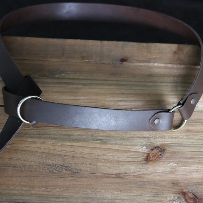 Leather ring belt 4 cm, black split leather, 165 cm