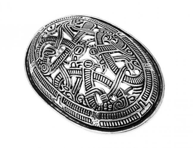 Viking tortoise brooch, Jelling style, silver-plated, per piece