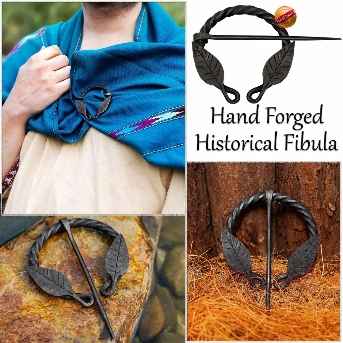 Twisted horseshoe fibula with leaf motif, iron