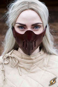 Leather Mempo half mask, red