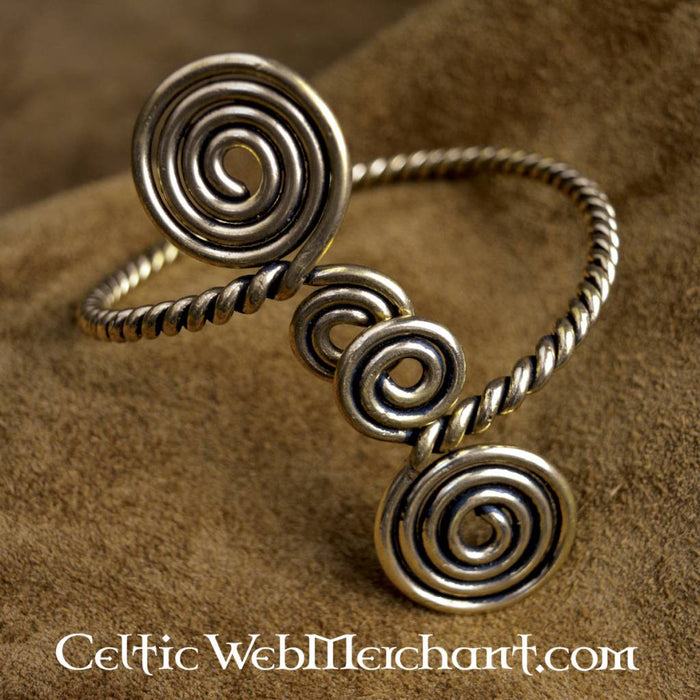 Celtic upper bracelet with spirals, bronze