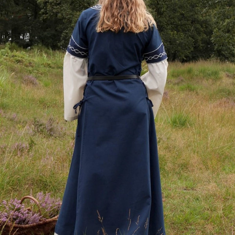 Robe gothique Fiona, bleu-naturel