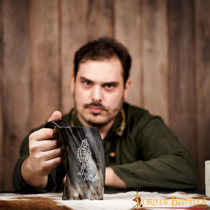 Viking horn mug Fenrir, 500-650 ml