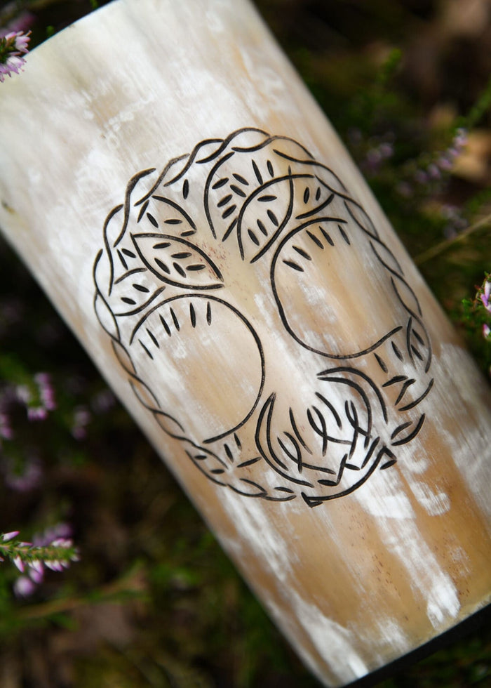 Horn drinking cup Yggdrasil, 100-200 ml