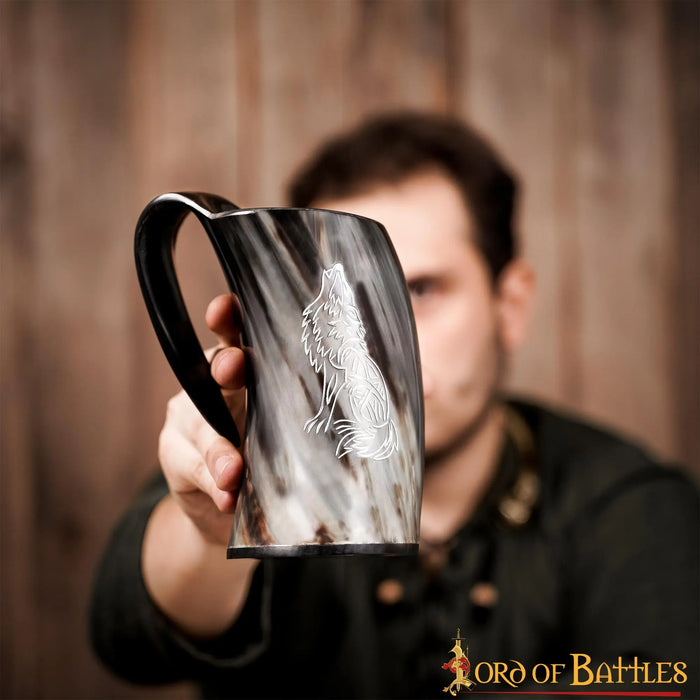 Viking horn mug Fenrir, 500-650 ml