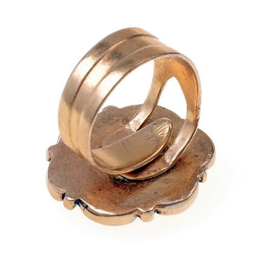 Renaissance rose ring, bronze