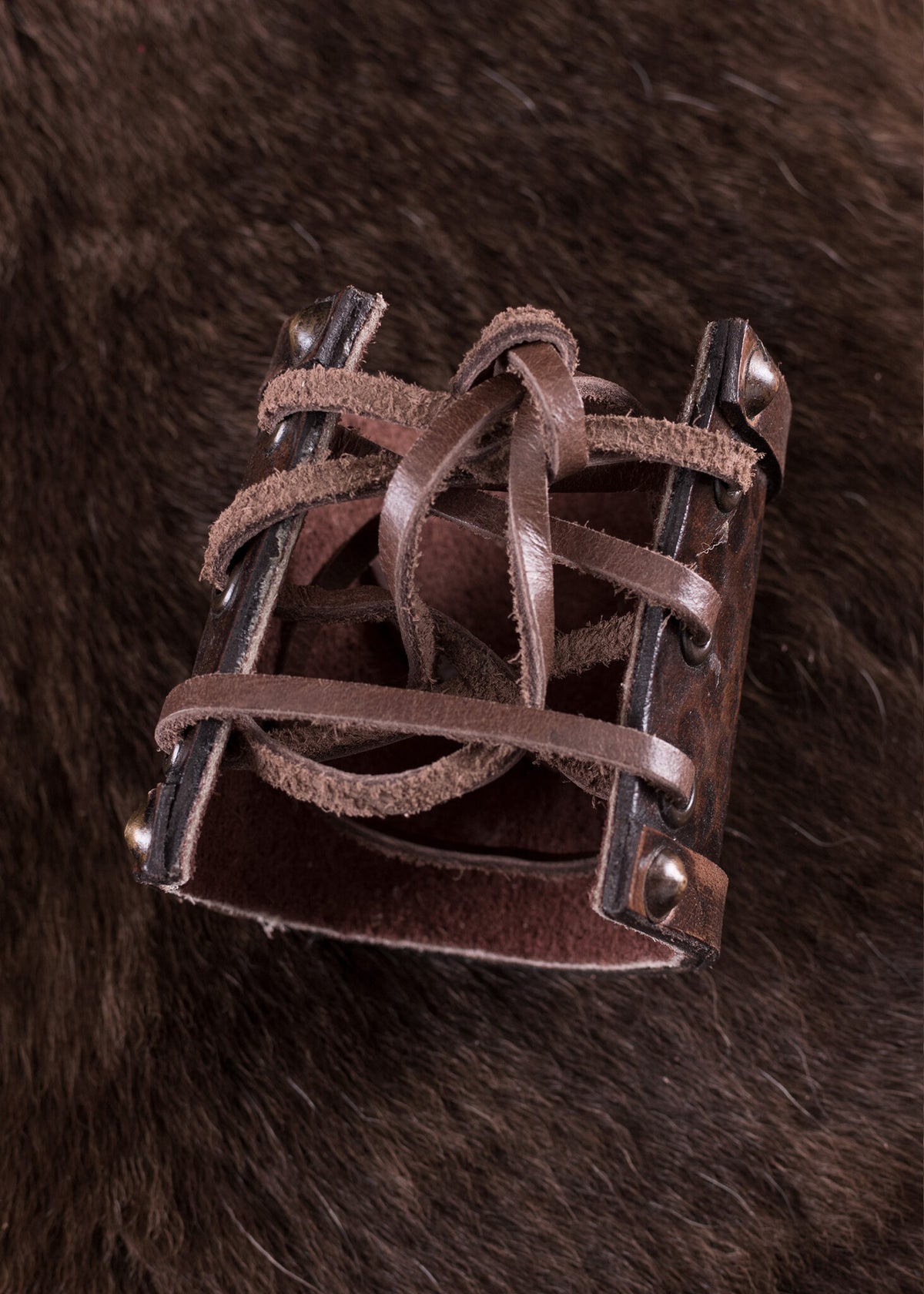 Viking bracelet with dragons, leather