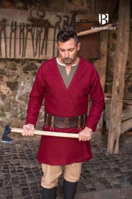 Wikinger Kaftan Loki, rot, Wollmischung