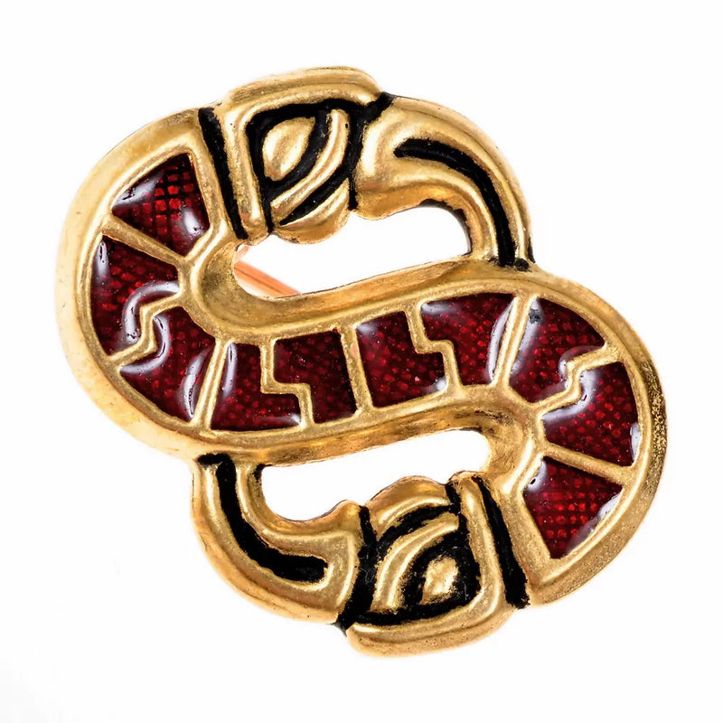 S-kształtna longobardzka brosza ptasia, brąz