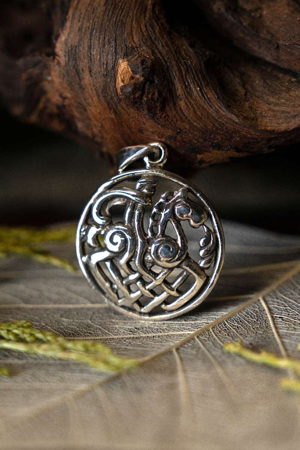 Viking pendant Sleipnir and Odin, sterling silver