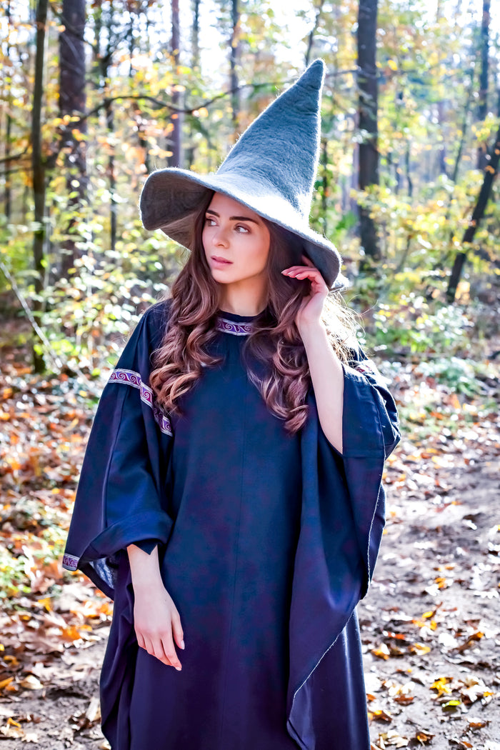 Witches hat, grey, wool felt