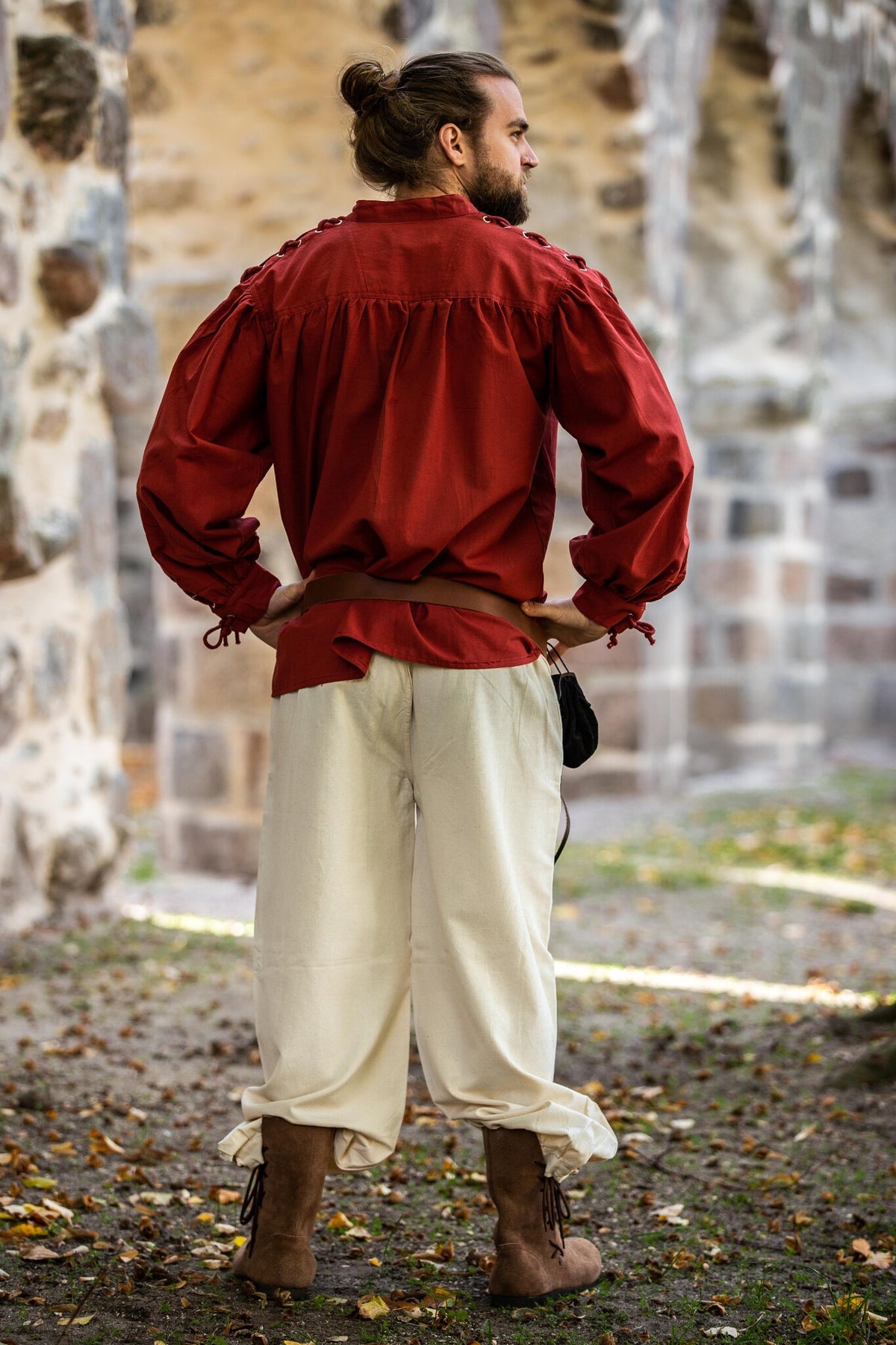 Pirate shirt with laces, red