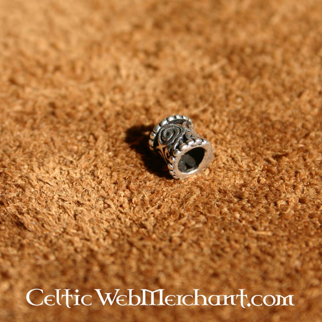Medieval hair & beard bead, sterling silver