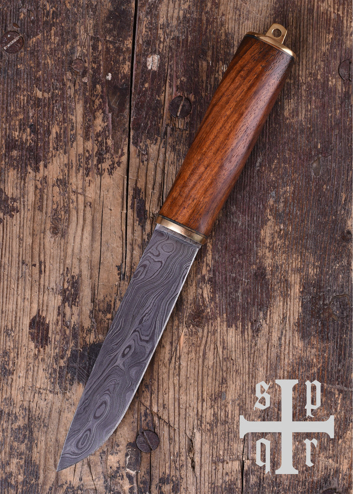 Viking seax Roskilde, damascus steel, semi-sharp