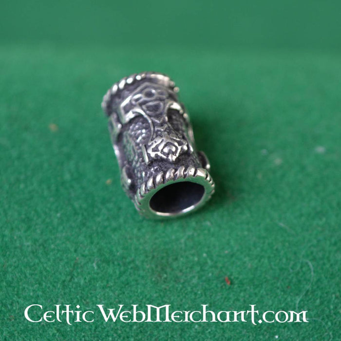 Beard bead with Thor's hammer, silver
