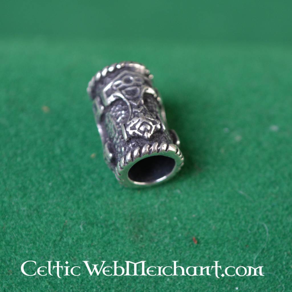 Beard bead with Thor's hammer, silver