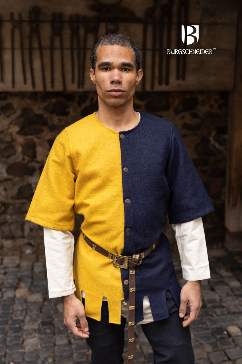 Surcoat Aleran, left, blue, wool mix