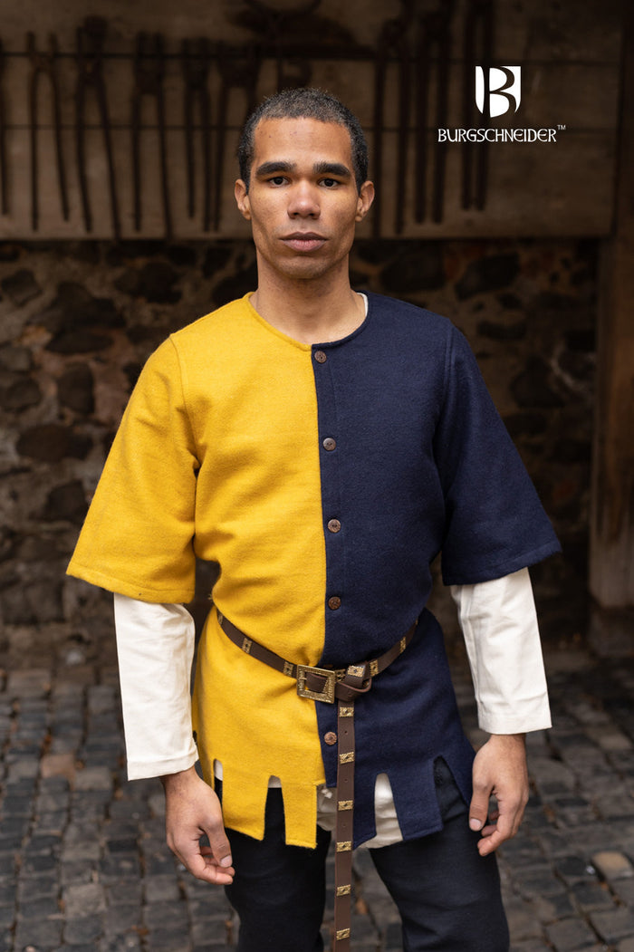 Surcoat Aleran, left, blue, wool mix