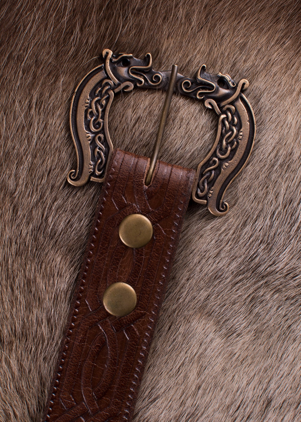 Celtic leather belt, 170 cm, brown