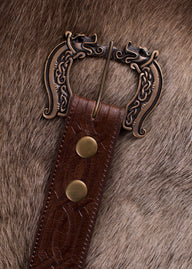 Celtic leather belt, 170 cm, brown