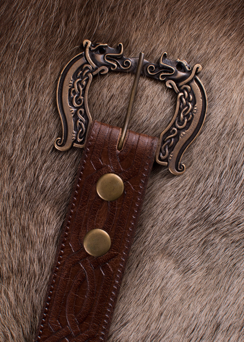 Celtycki skórzany pas, 170 cm, brązowy