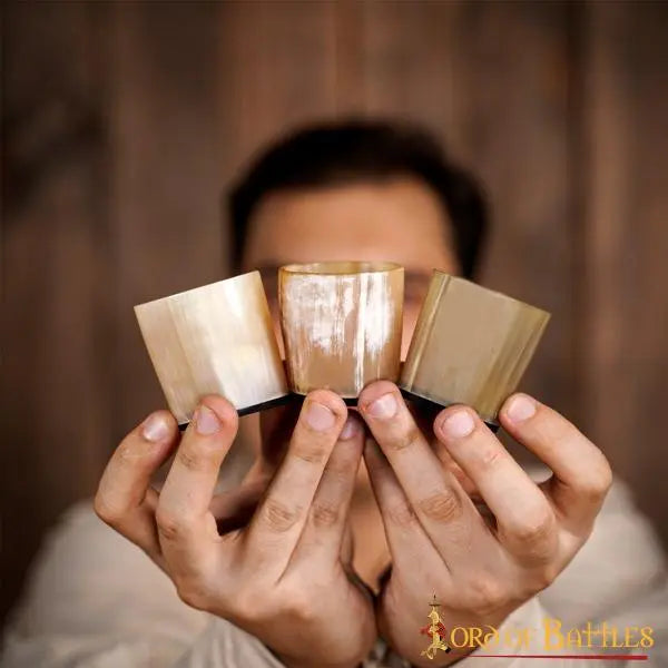 Three horn shot glasses, 100-200 ml