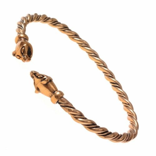 Viking bracelet with weasel heads, bronze