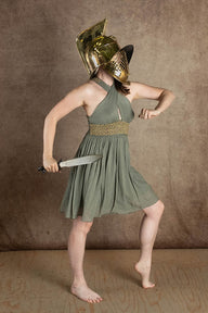 Goddess Dress Persephone, short, nature green