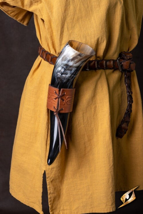 Læder drikkehornsholder Edda, brun