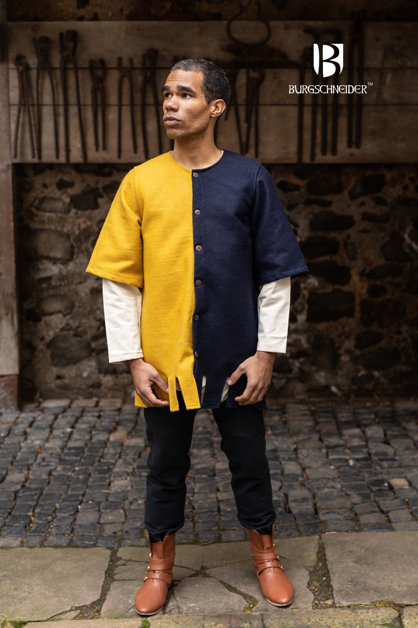 Surcoat Aleran, left, blue, wool mix