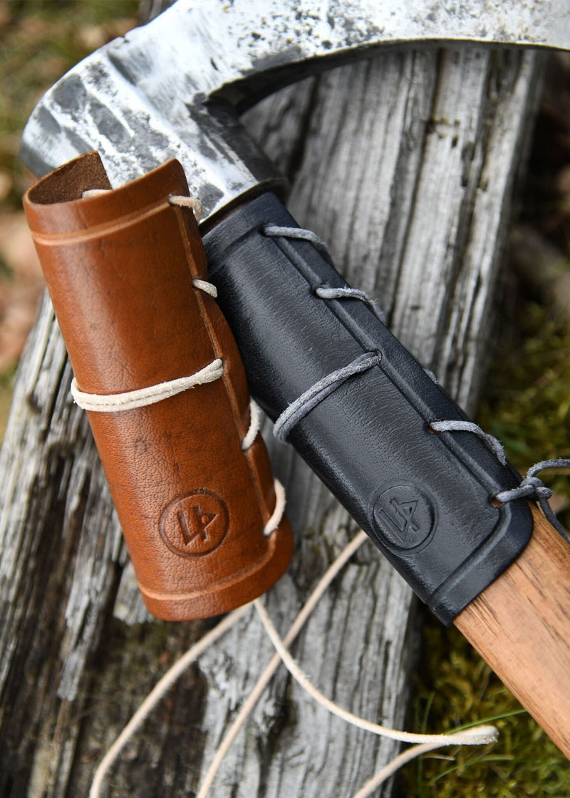 Leather axe guard, brown