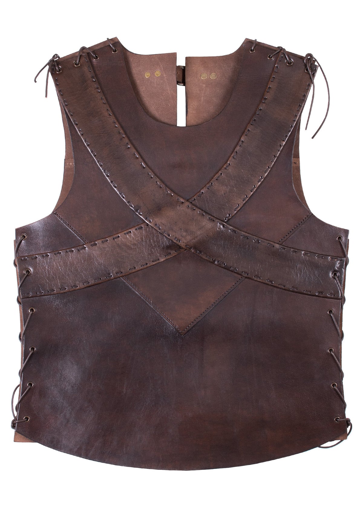 Leather torso armour with cross, brown