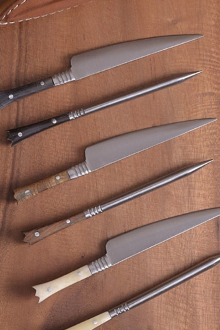 14th century cutlery set knife & eating awl, stainless steel