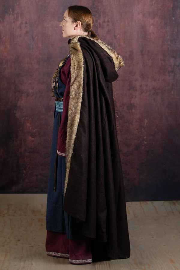 Viking cloak Fjell, brown, wool mix