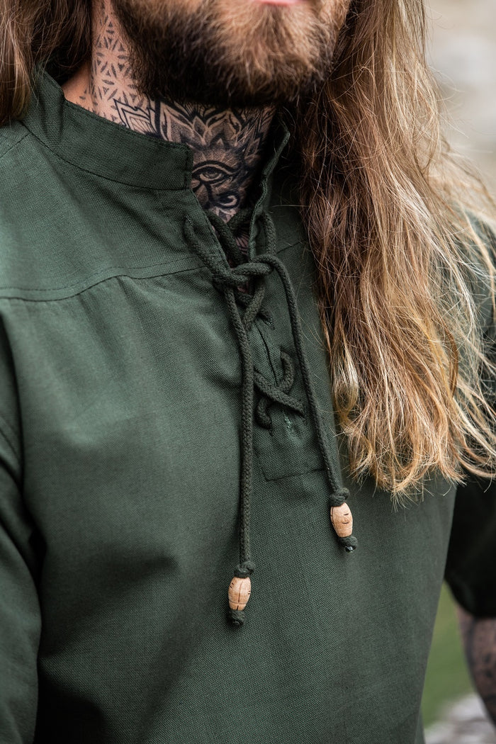 Medieval shirt with short sleeves, green