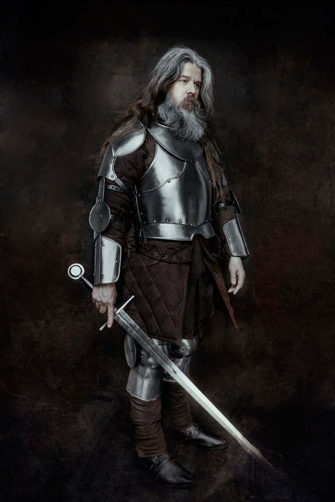 Vambraces Gustav, arm armour, blackened, 1.2 mm