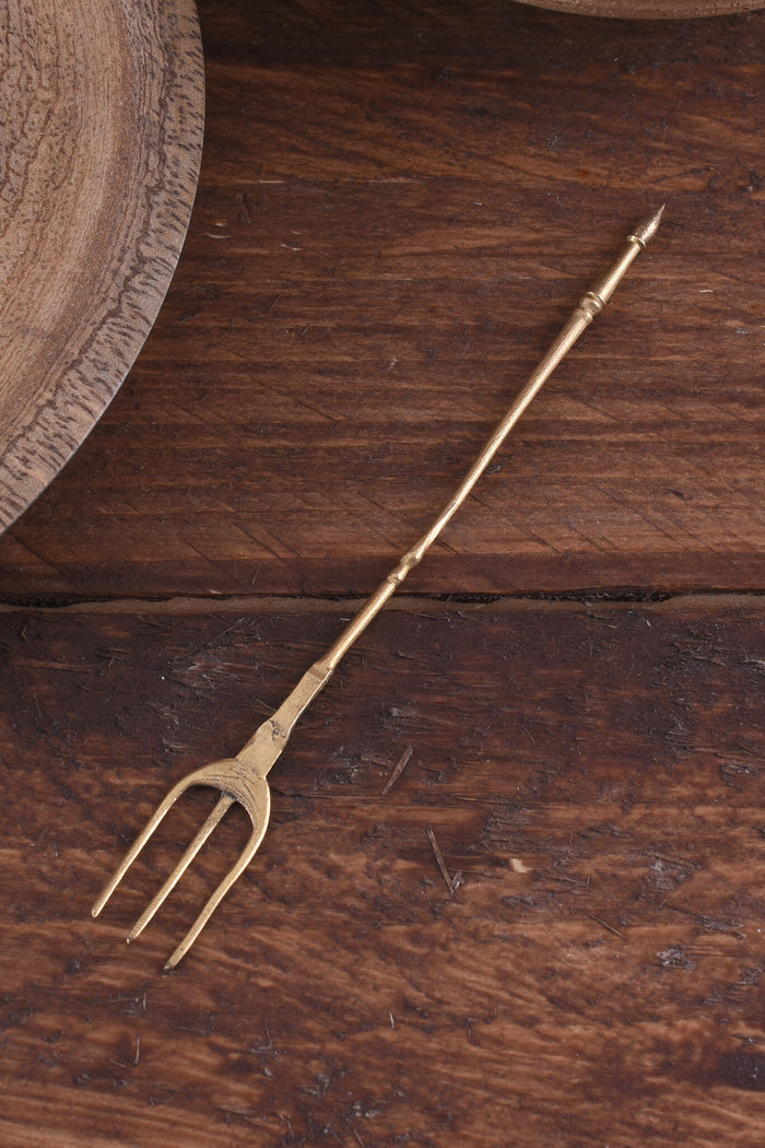 Late Roman fork fuscinula, brass