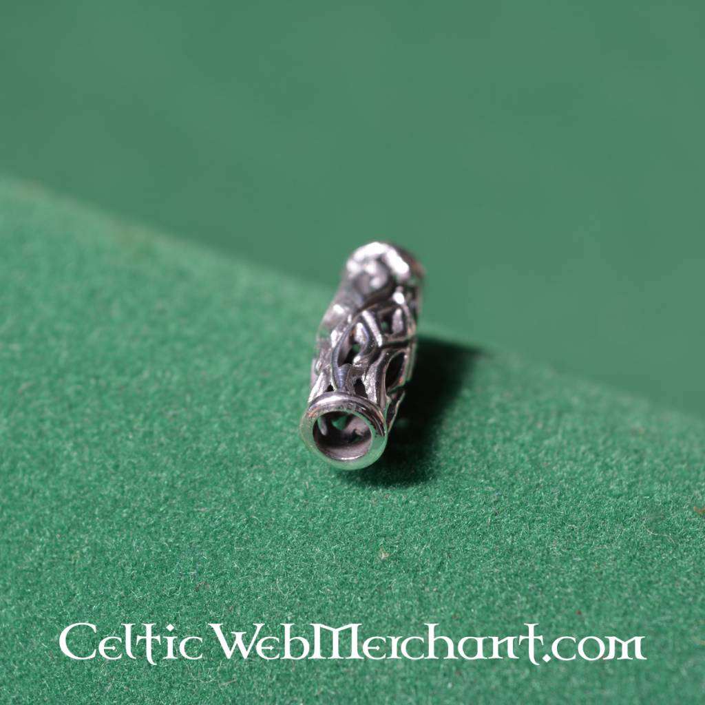 Long Viking beard bead, sterling silver