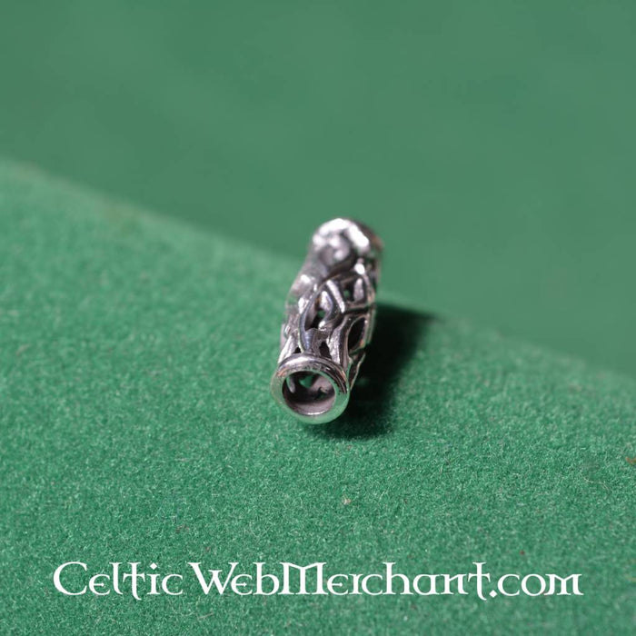 Long Viking beard bead, sterling silver